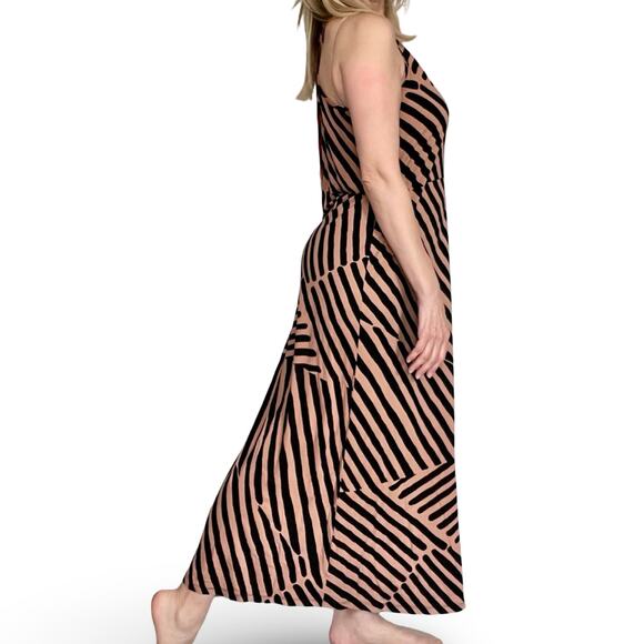 Ann Taylor Loft Maxi Dress M Rust Tan Racerback Jersey Summer Style - Picture 3 of 11